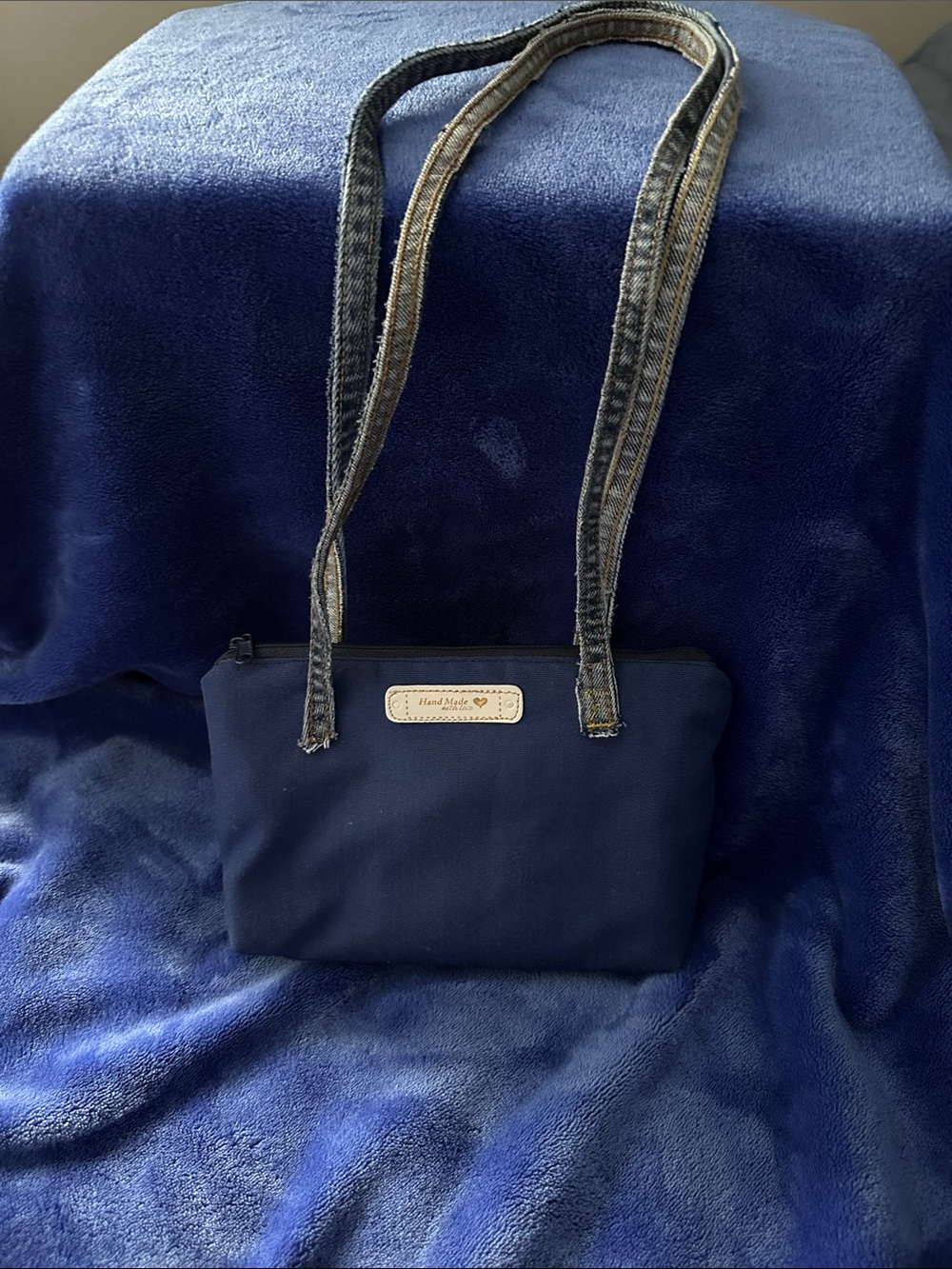 Classic Navy Tote with Denim Straps